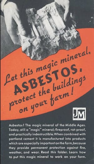 anúncio vintage de amianto para edifícios agrícolas