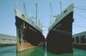 Dois navios atracados em um porto