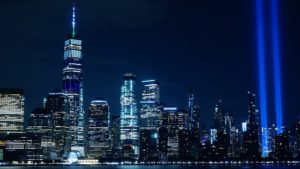 Nova York com luzes de torres gêmeas