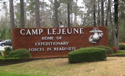 camp lejeune sign with trees behind