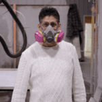 shop owner with mask
