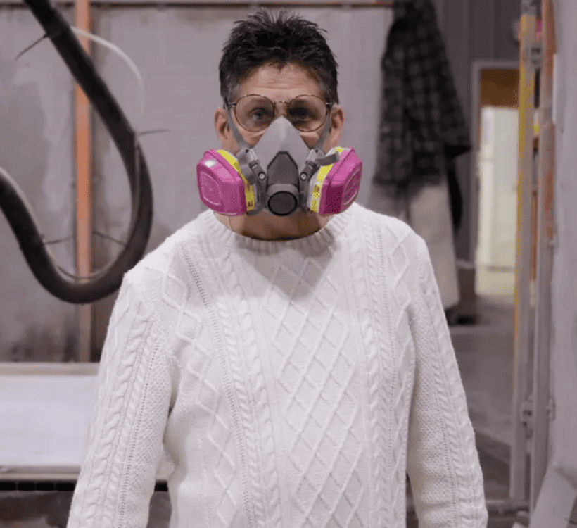 shop owner with mask