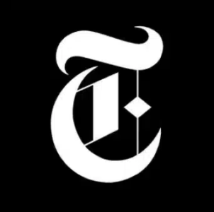 The New York Times logo: a white stylized letter T on a black background, marking coverage of the California artificial stone ban.